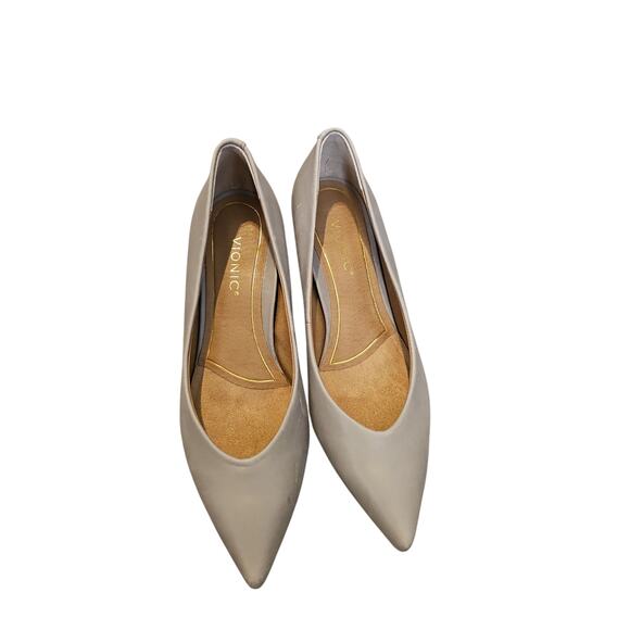 VIONIC KIT JOSIE ORTHOTIC  GREY LEATHER KITTEN HEELS sz 5 SH418 - Picture 6 of 7